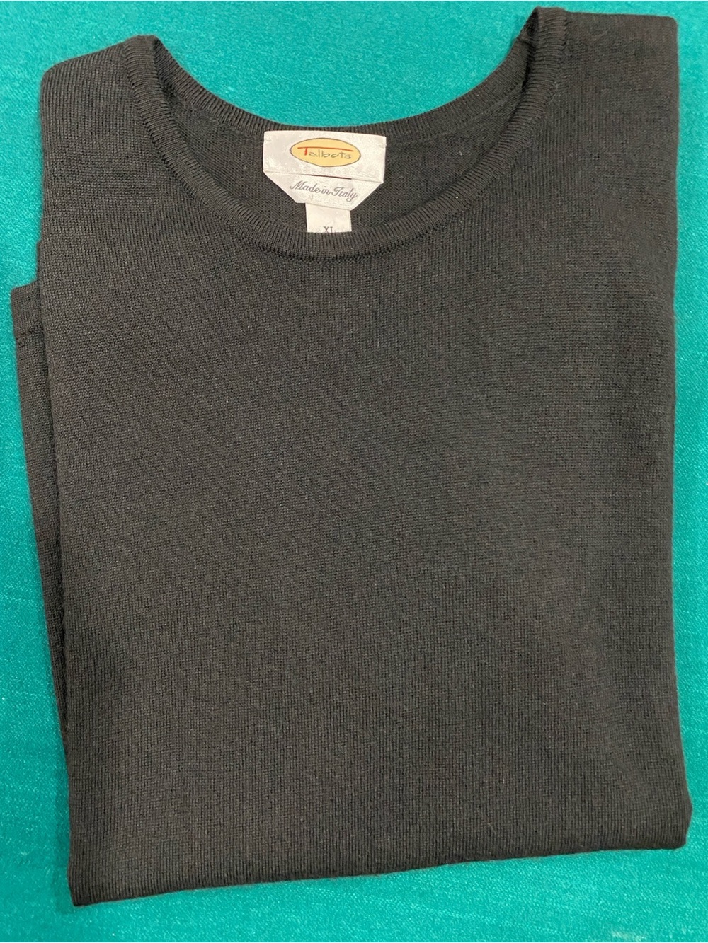 Talbots Black Lightweight Merino Wool Short Sleeve Crewneck Sweater Size XL